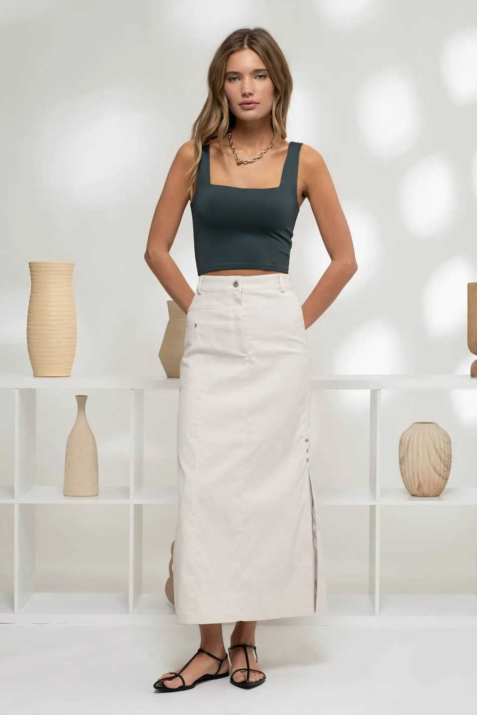 REVERSIBLE CROPPED SQUARE NECK TANK sold by Blu Pepper product image thumbnail 5