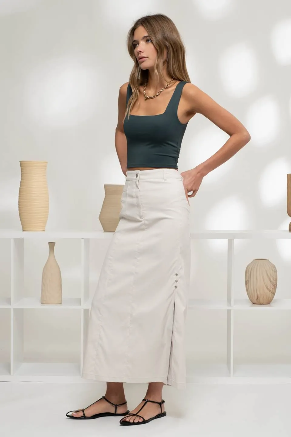 REVERSIBLE CROPPED SQUARE NECK TANK sold by Blu Pepper product image thumbnail 3