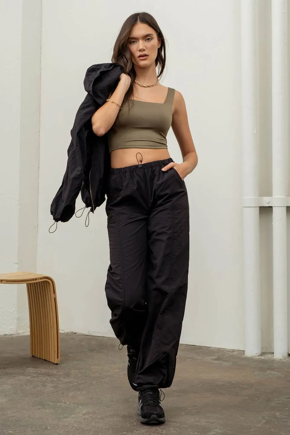 DRAWSTRING NYLON JOGGERS sold by Blu Pepper product image thumbnail 5