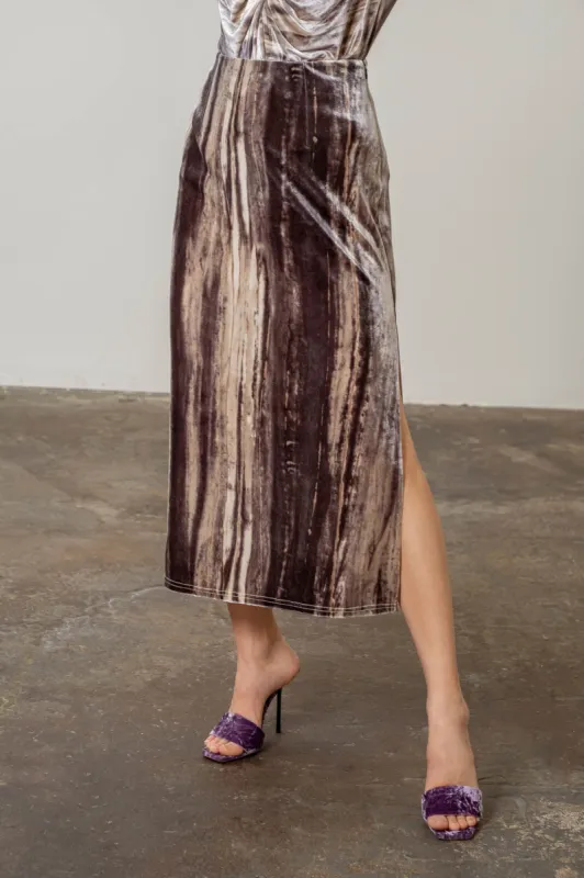 WATERCOLOR PRINT MIDI SKIRT sold by Blu Pepper