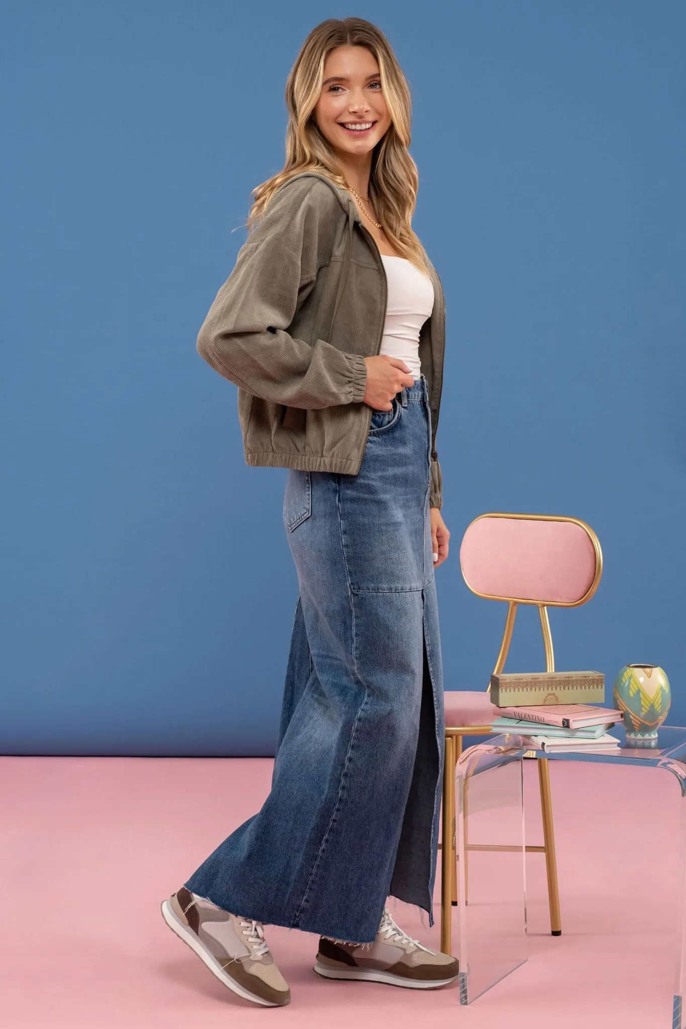 CORDUROY ZIP UP JACKET sold by Blu Pepper product image thumbnail 3