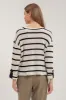 STRIPE RELAXED 3/4 CUFFED SLEEVE KNIT TOP sold by Blu Pepper
