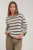 STRIPE RELAXED 3/4 CUFFED SLEEVE KNIT TOP sold by Blu Pepper