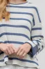 STRIPE RELAXED 3/4 CUFFED SLEEVE KNIT TOP sold by Blu Pepper
