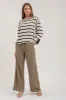STRIPE RELAXED 3/4 CUFFED SLEEVE KNIT TOP sold by Blu Pepper