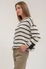 STRIPE RELAXED 3/4 CUFFED SLEEVE KNIT TOP sold by Blu Pepper