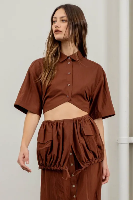 SOLID CROPPED SHORT SLEEVE SHIRT made by Moon River
