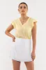 LACE V NECK WOVEN TOP sold by Blu Pepper
