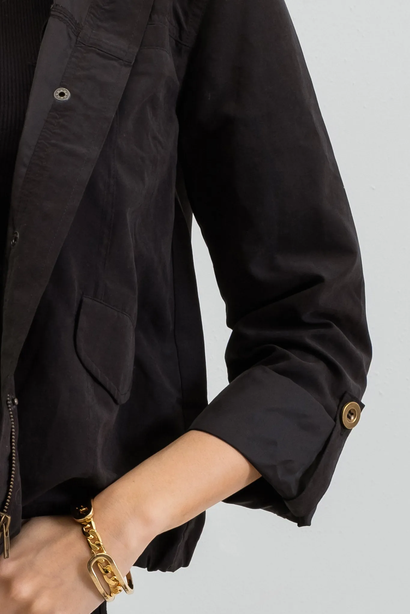 SNAP BUTTON ZIP UP HOODED JACKET sold by Blu Pepper product image thumbnail 4