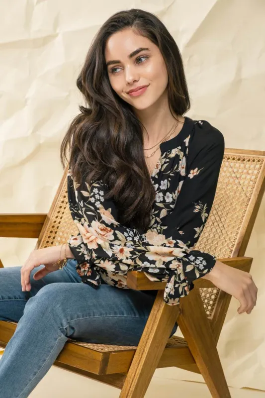 FLORAL BISHOP SLEEVE TOP sold by Blu Pepper