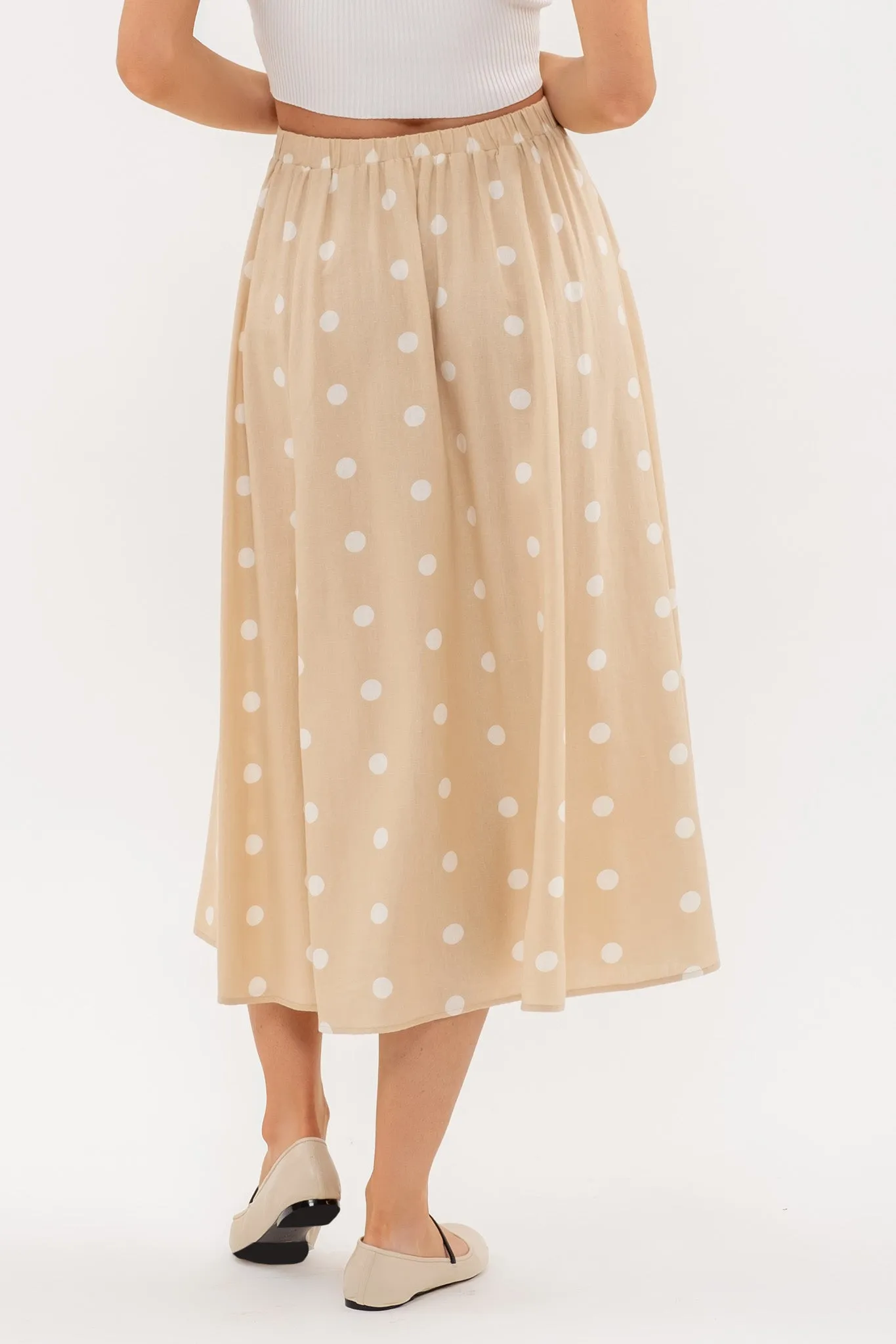 POLKA DOT BUTTON DOWN MIDI SKIRT sold by Blu Pepper product image thumbnail 5