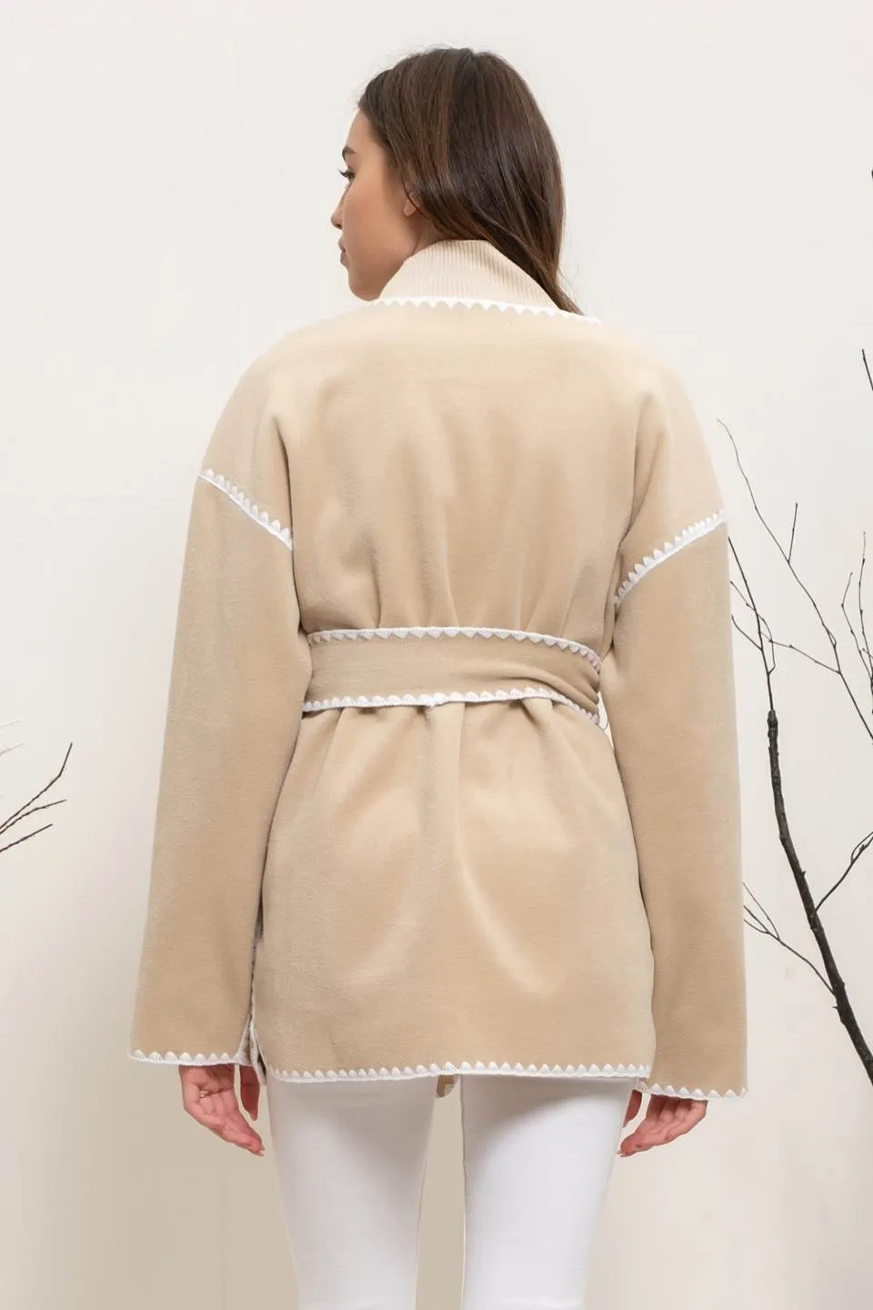 CONTRAST HEM BELTED CARDIGAN sold by Blu Pepper product image thumbnail 2