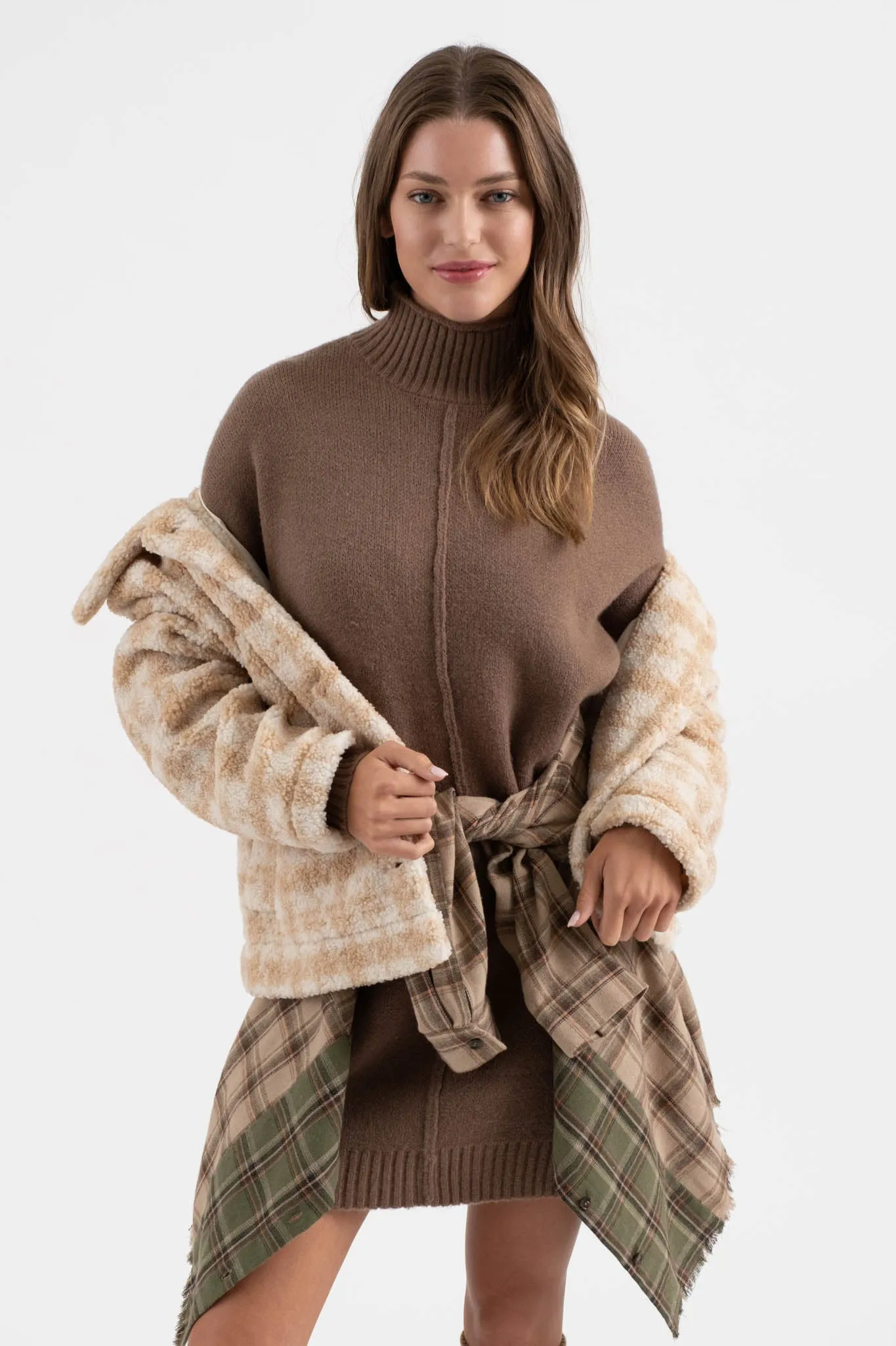 HOUNDSTOOTH BUTTON UP COLLARED JACKET sold by Blu Pepper product image thumbnail 4