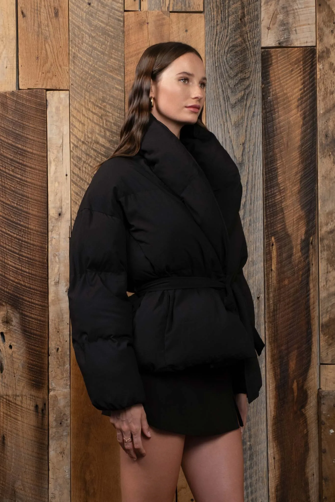 WAIST TIE PUFFER JACKET sold by Blu Pepper product image thumbnail 3