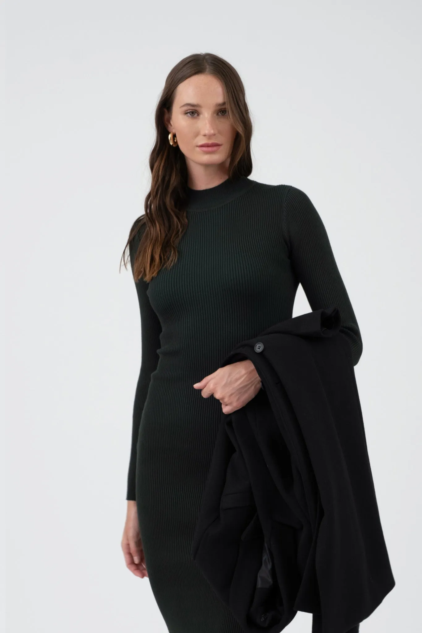 MOCK NECK BODYCON SWEATER KNIT MIDI DRESS sold by Blu Pepper product image thumbnail 5