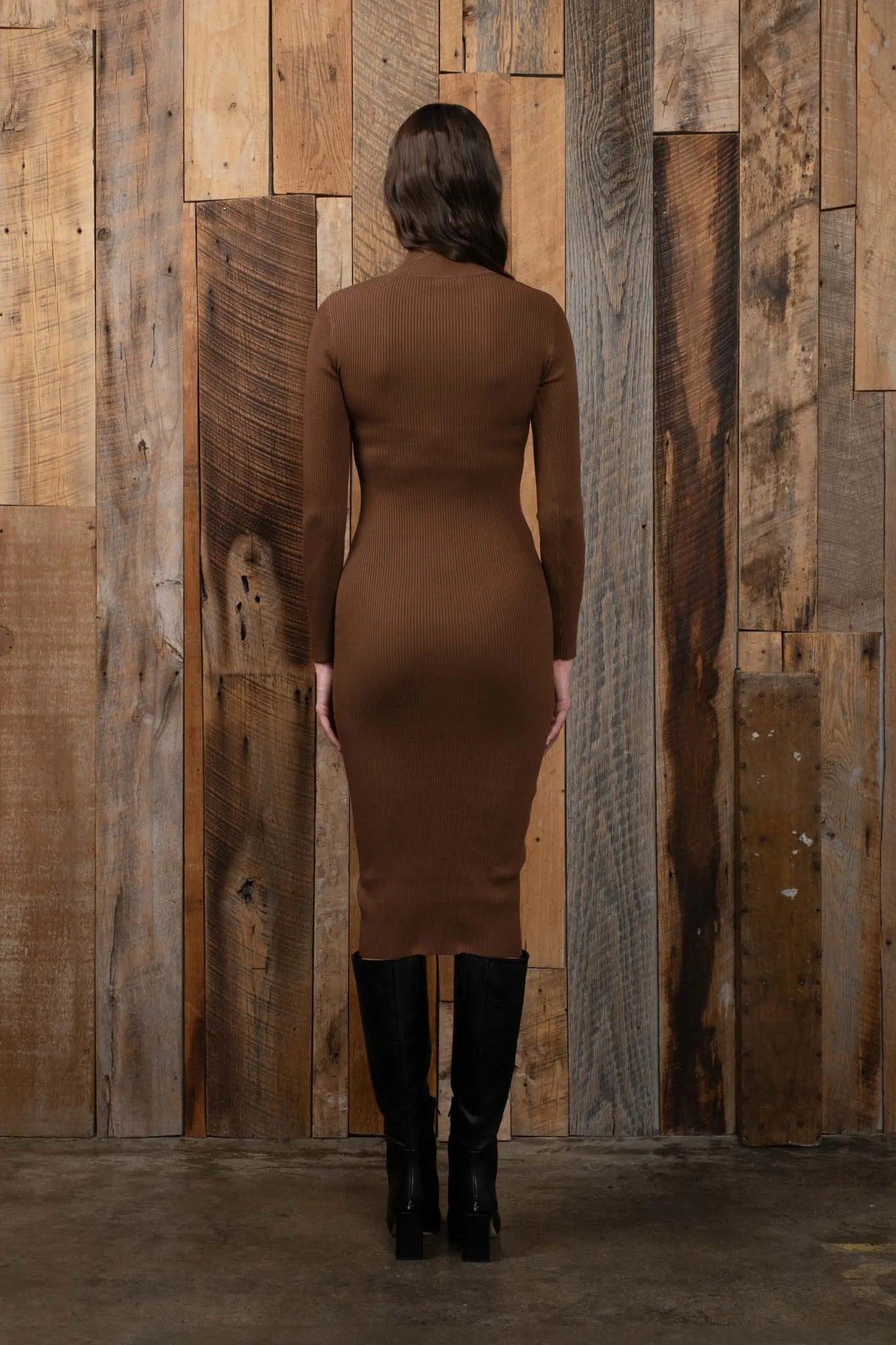 MOCK NECK BODYCON SWEATER KNIT MIDI DRESS sold by Blu Pepper product image thumbnail 2