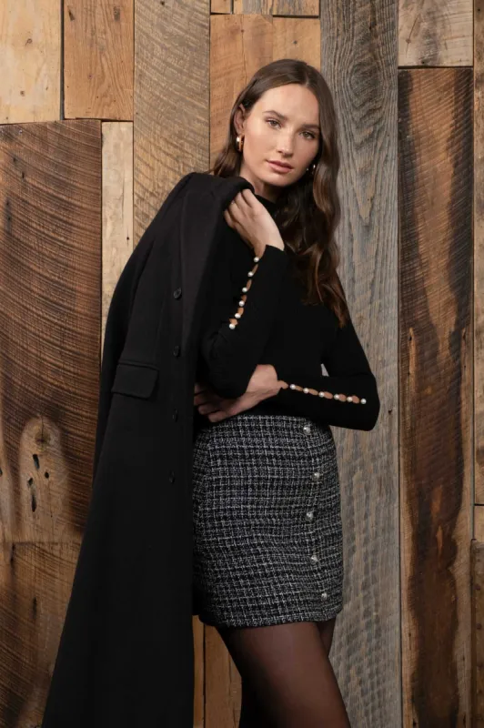 BEADED PEARL ARM CUTOUT KNIT SWEATER sold by Blu Pepper