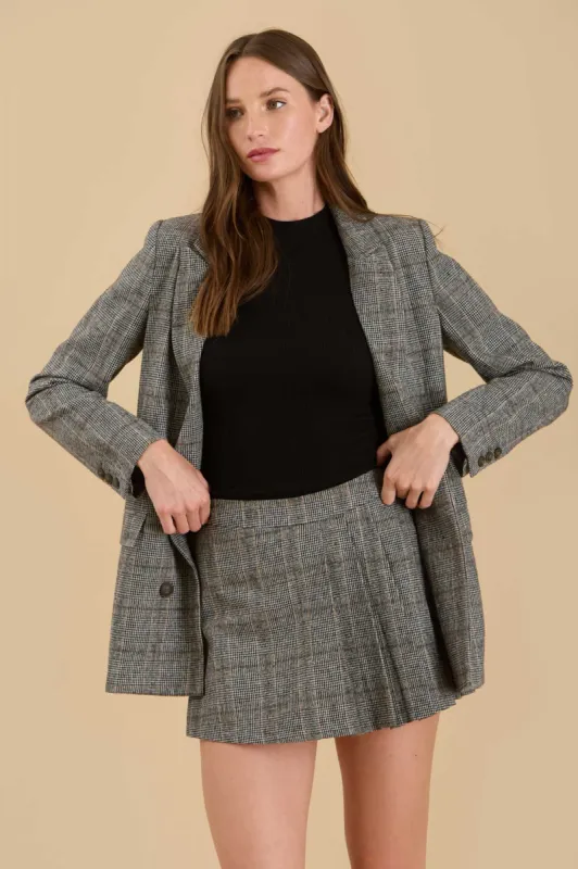 PLAID LONG SLEEVE FRONT BUTTON BLAZER sold by Blu Pepper