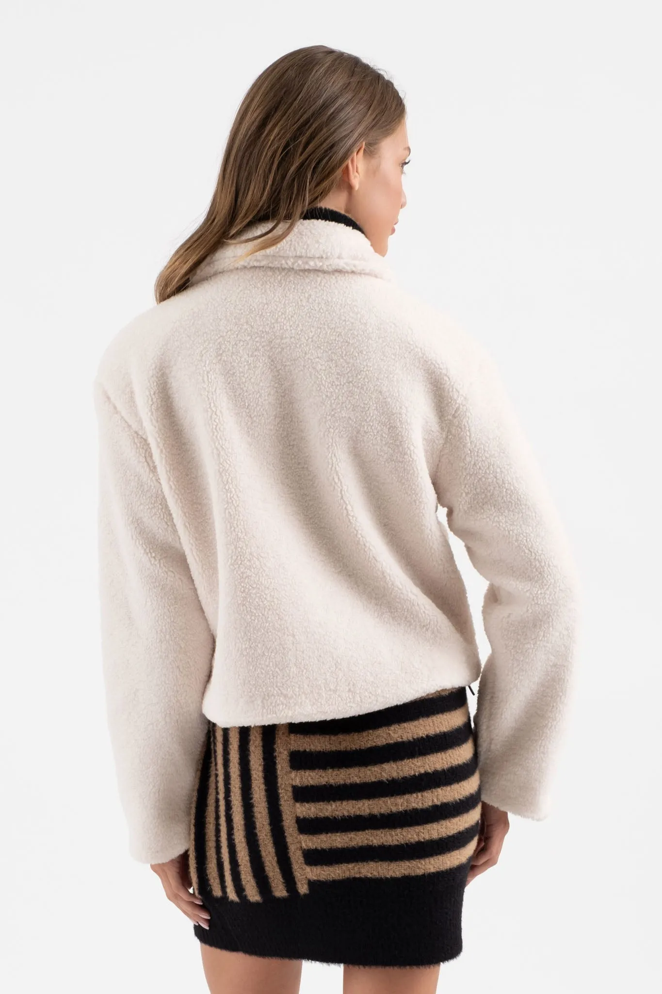 COLLARED TAB BUTTON DOWN TEDDY JACKET sold by Blu Pepper product image thumbnail 2