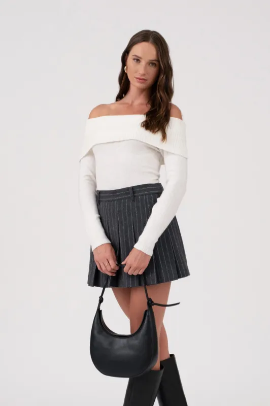 PIN STRIPED PLEATED MINI SKIRT sold by Blu Pepper