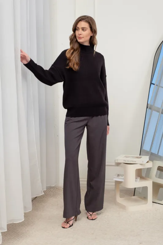 MOCK NECK RIBBED SWEATER made by Blu Pepper