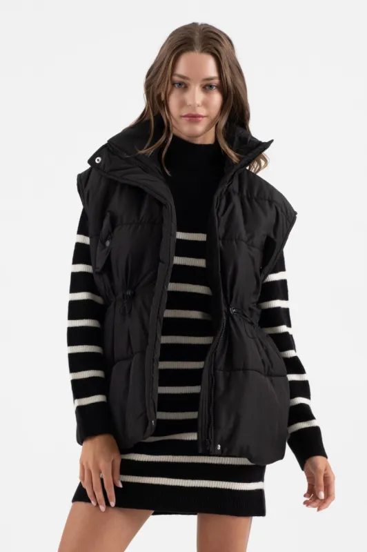 OVERSIZED DRAWSTRING PUFFER VEST sold by Blu Pepper