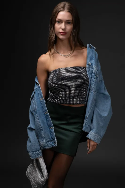 SATIN SIDE SLIT MINI SKIRT sold by Blu Pepper