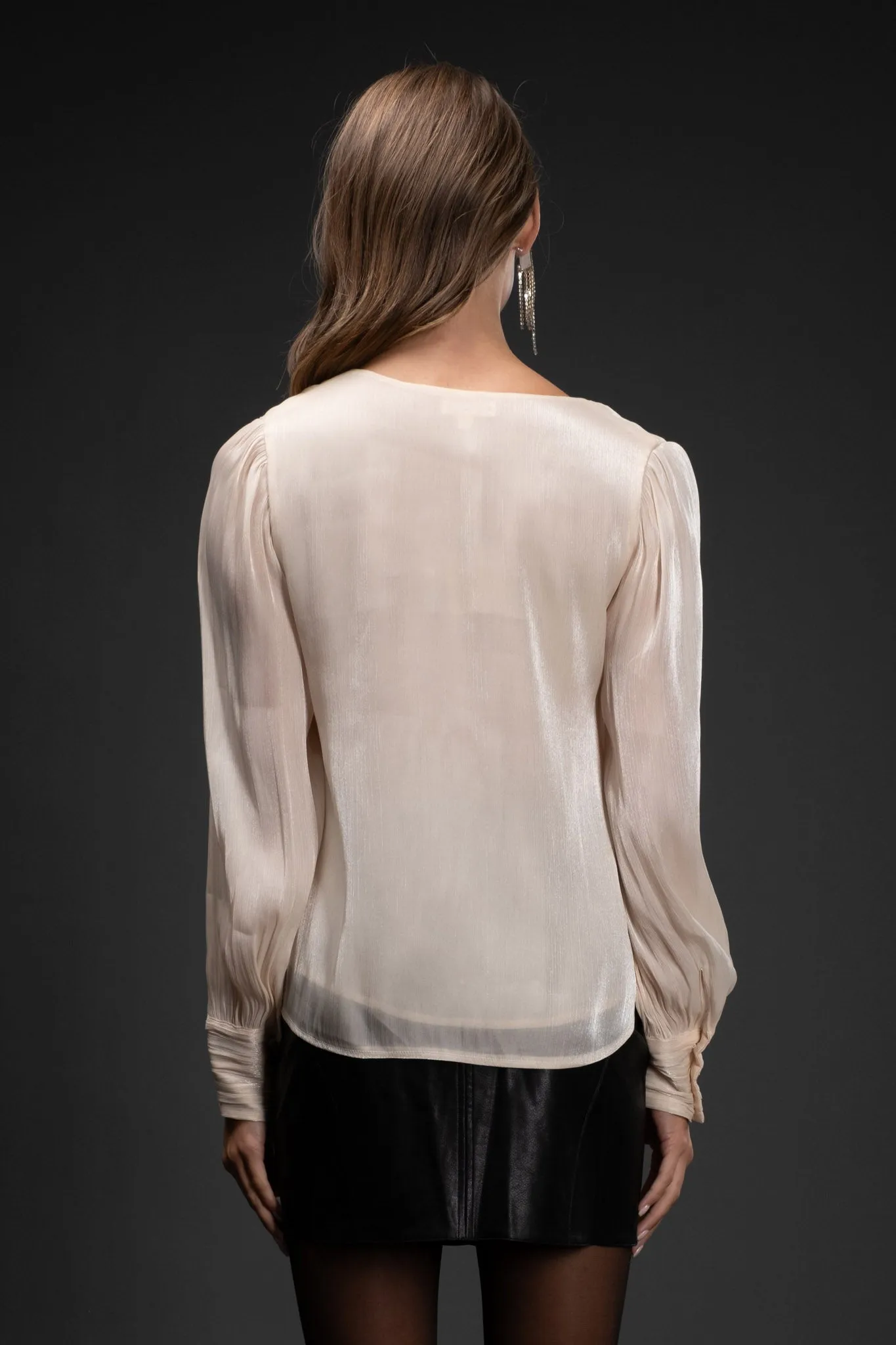 SHEER LONG SLEEVE V NECK BLOUSE sold by Blu Pepper product image thumbnail 2