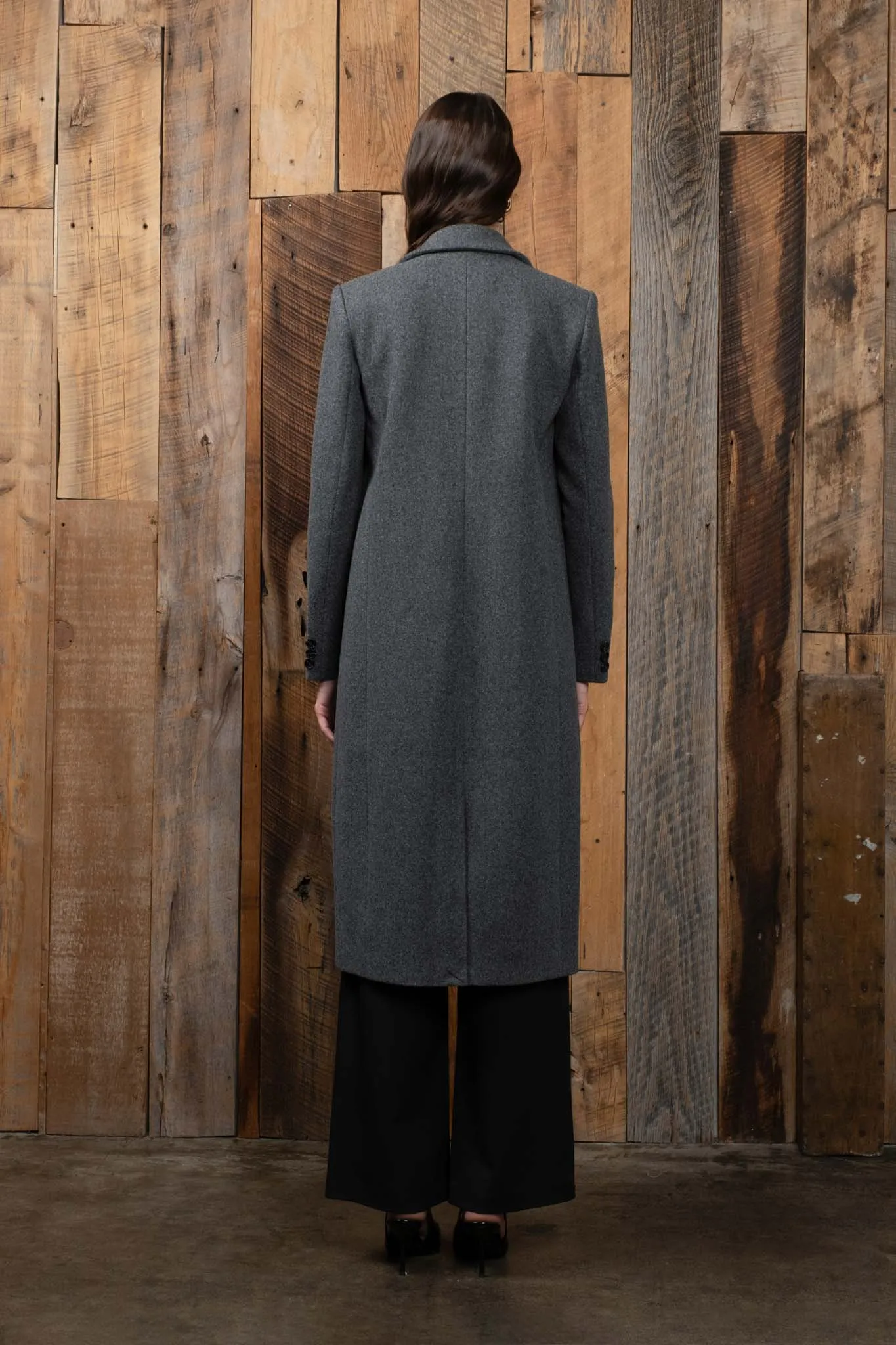 NOTCHED COLLAR LONGLINE BUTTON COAT sold by Blu Pepper product image thumbnail 2