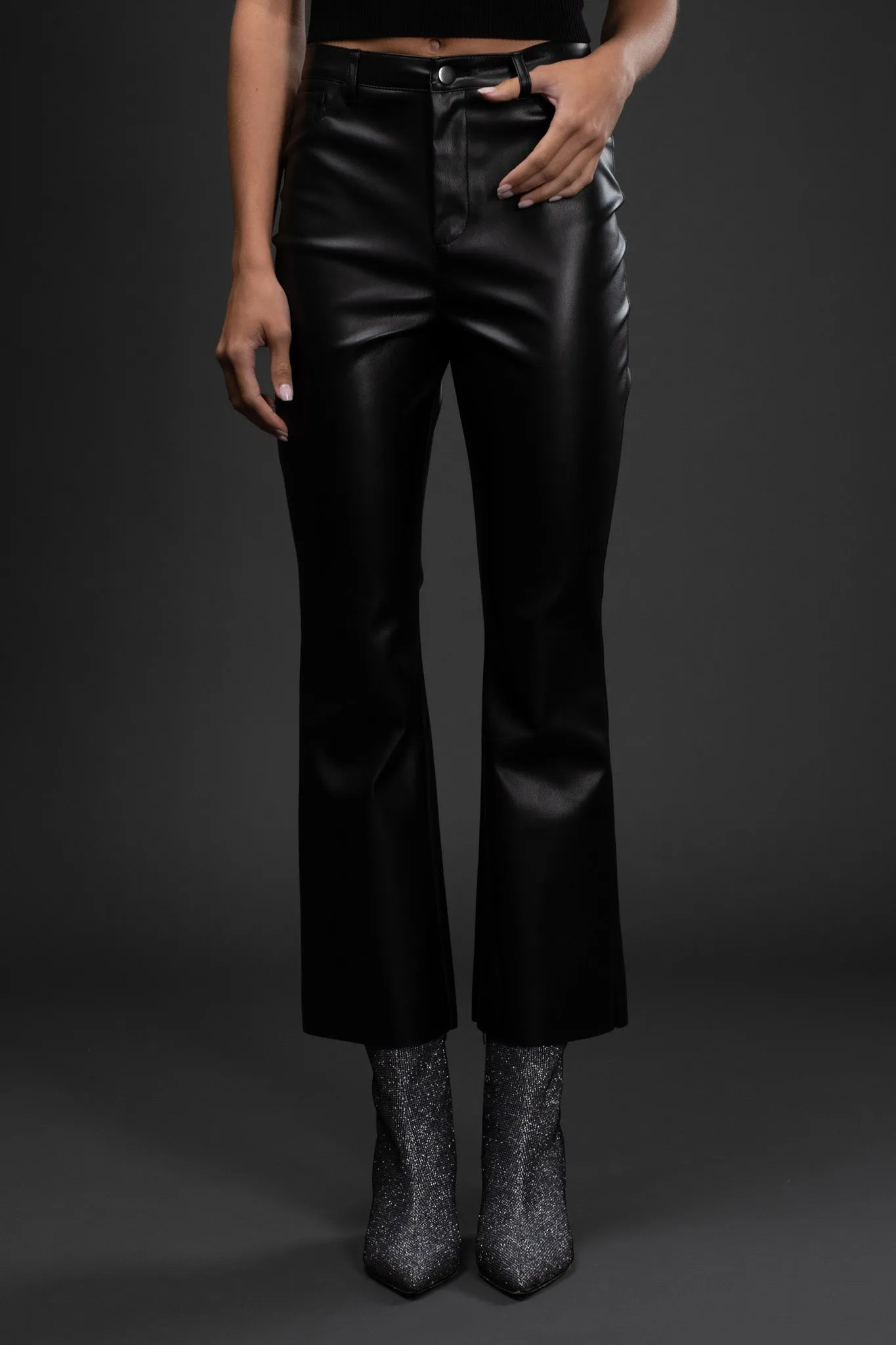 HIGH WAISTED FAUX LEATHER PANTS sold by Blu Pepper product image thumbnail 4