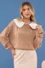 DOLL COLLARED CABLEKNIT PULLOVER sold by Blu Pepper