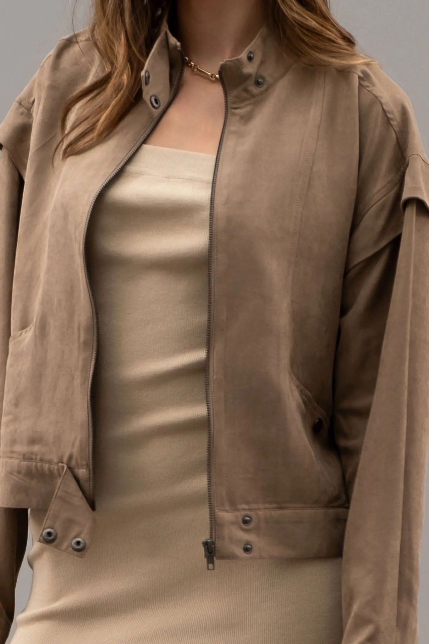 SUEDE ZIP UP MOTO JACKET sold by Blu Pepper product image thumbnail 4