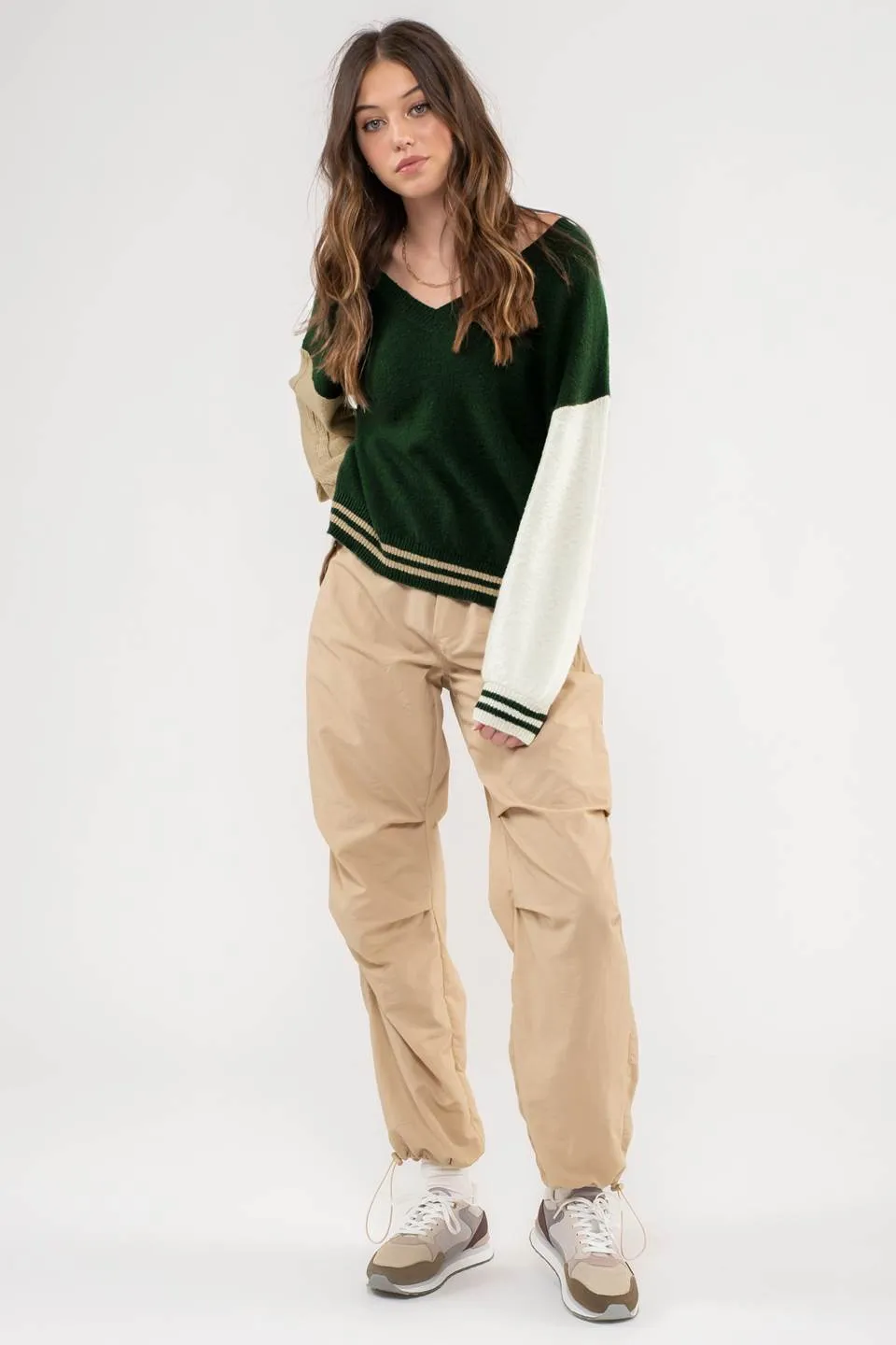 V NECK COLORBLOCK PULLOVER SWEATER sold by Blu Pepper product image thumbnail 5