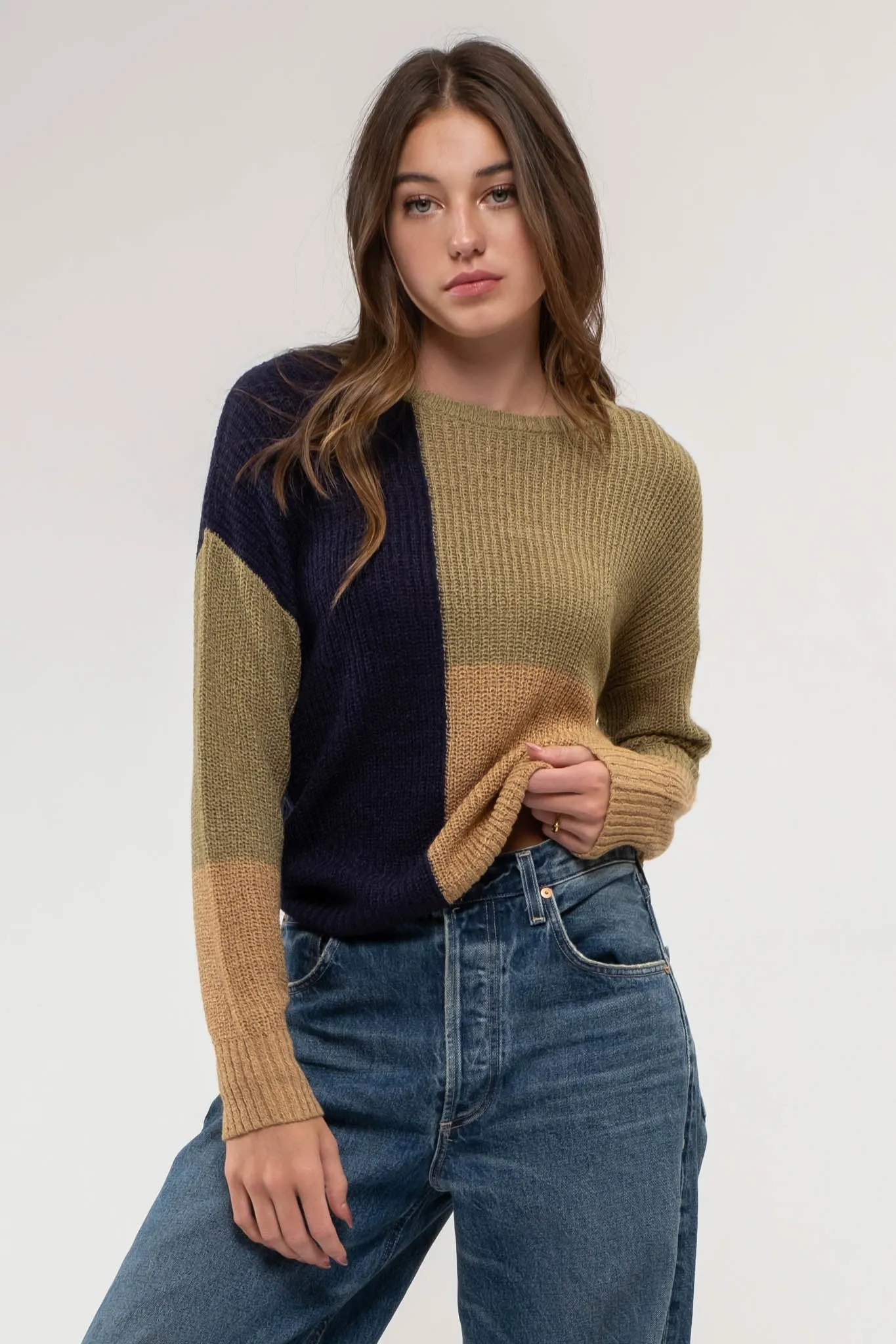 COLORBLOCK KNIT PULLOVER SWEATER sold by Blu Pepper product image thumbnail 4