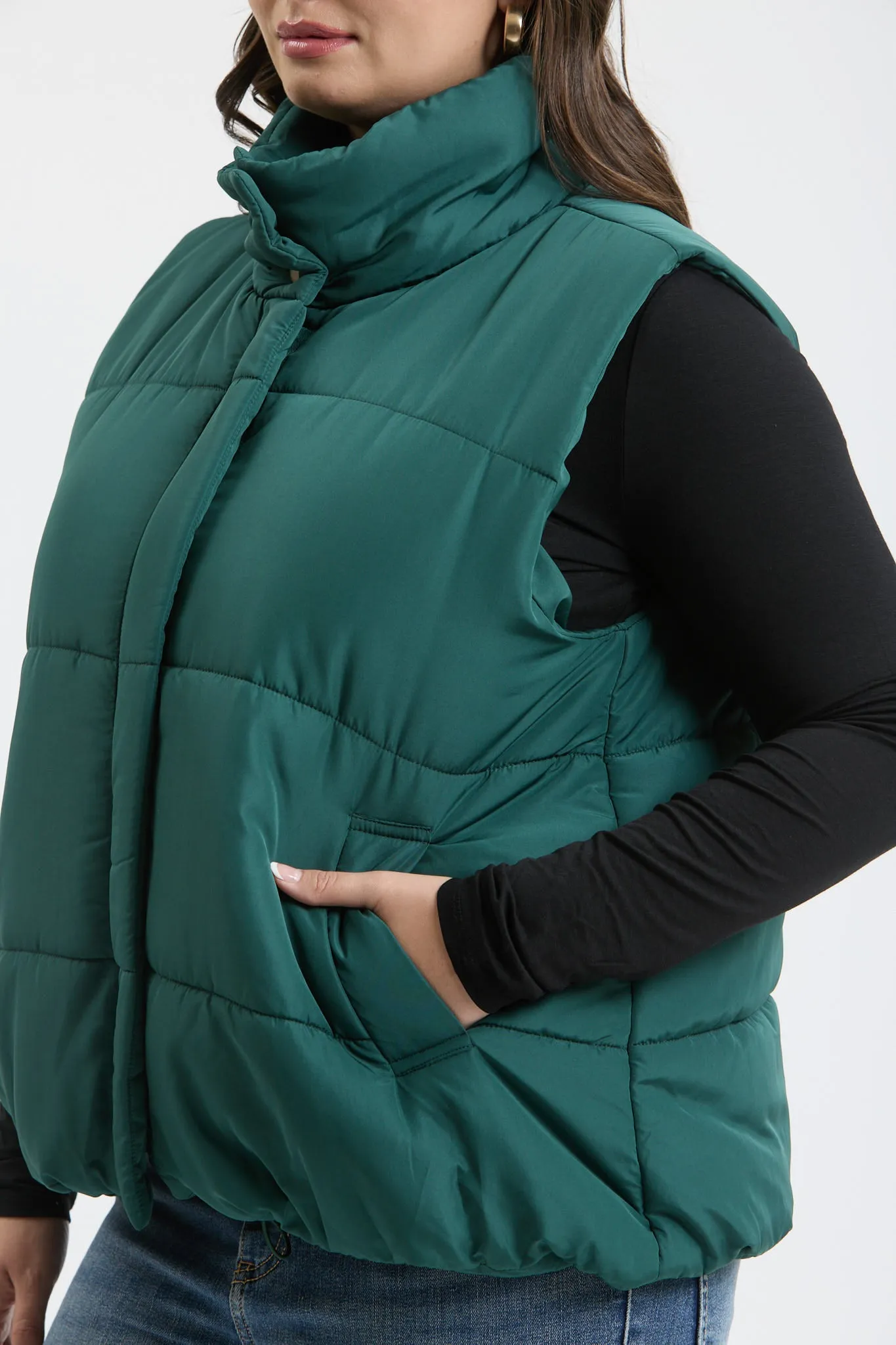 PLUS SOLID ZIP UP PUFFER VEST sold by Blu Pepper product image thumbnail 4