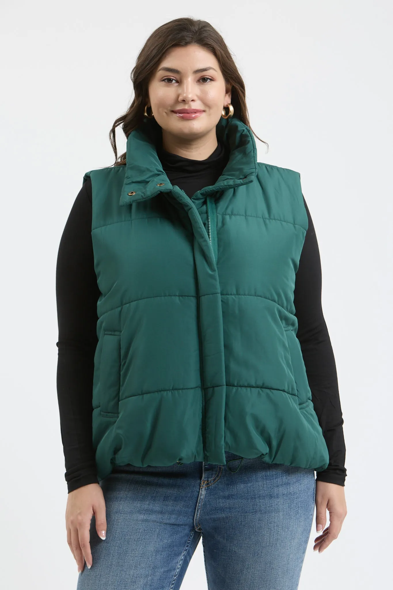 PLUS SOLID ZIP UP PUFFER VEST sold by Blu Pepper product image thumbnail 5