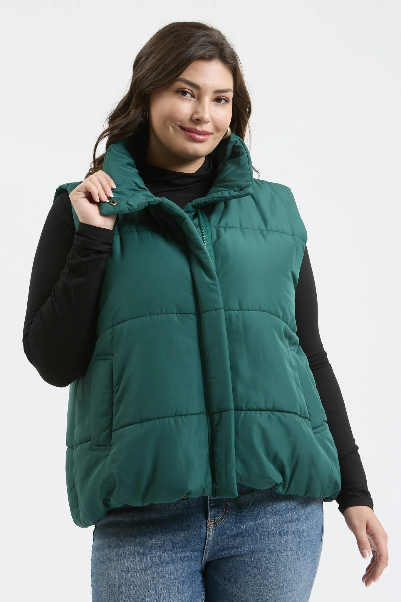 PLUS SOLID ZIP UP PUFFER VEST sold by Blu Pepper
