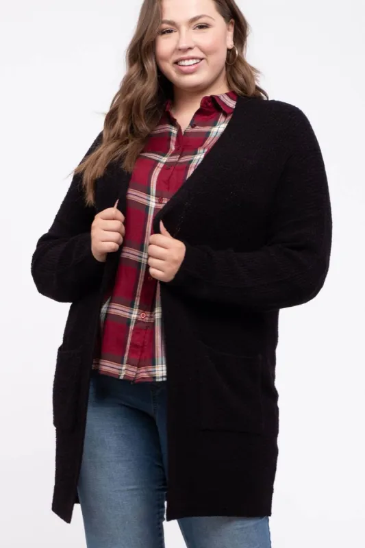 PLUS LONGLINE KNIT CARDIGAN sold by Blu Pepper