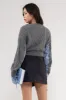 CONTRAST SLEEVE CABLE KNIT SWEATER sold by Blu Pepper
