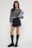 CONTRAST SLEEVE CABLE KNIT SWEATER sold by Blu Pepper