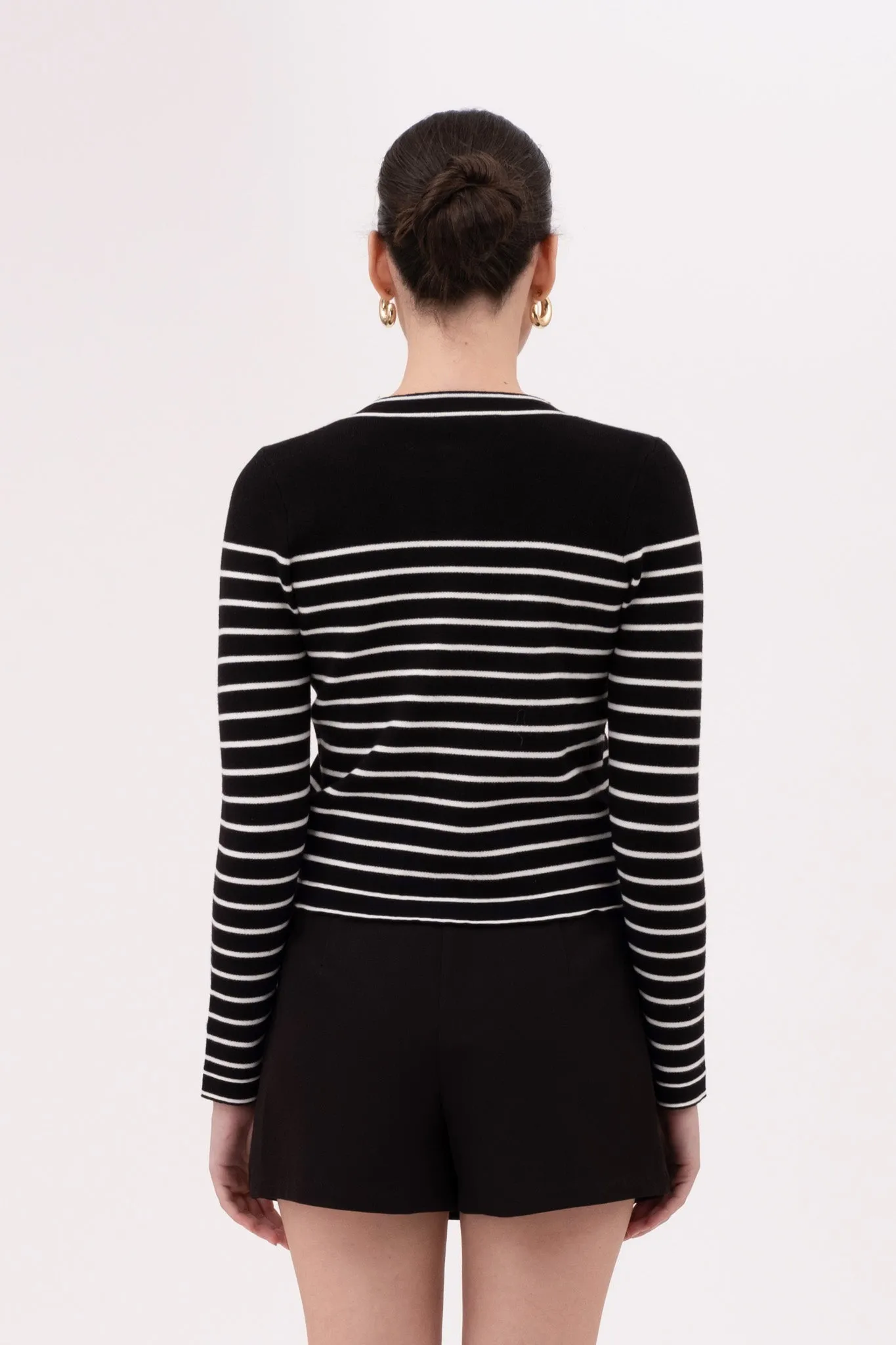 CONTRAST STRIPE ROUND NECK BUTTON DOWN CARDIGAN sold by Blu Pepper product image thumbnail 2