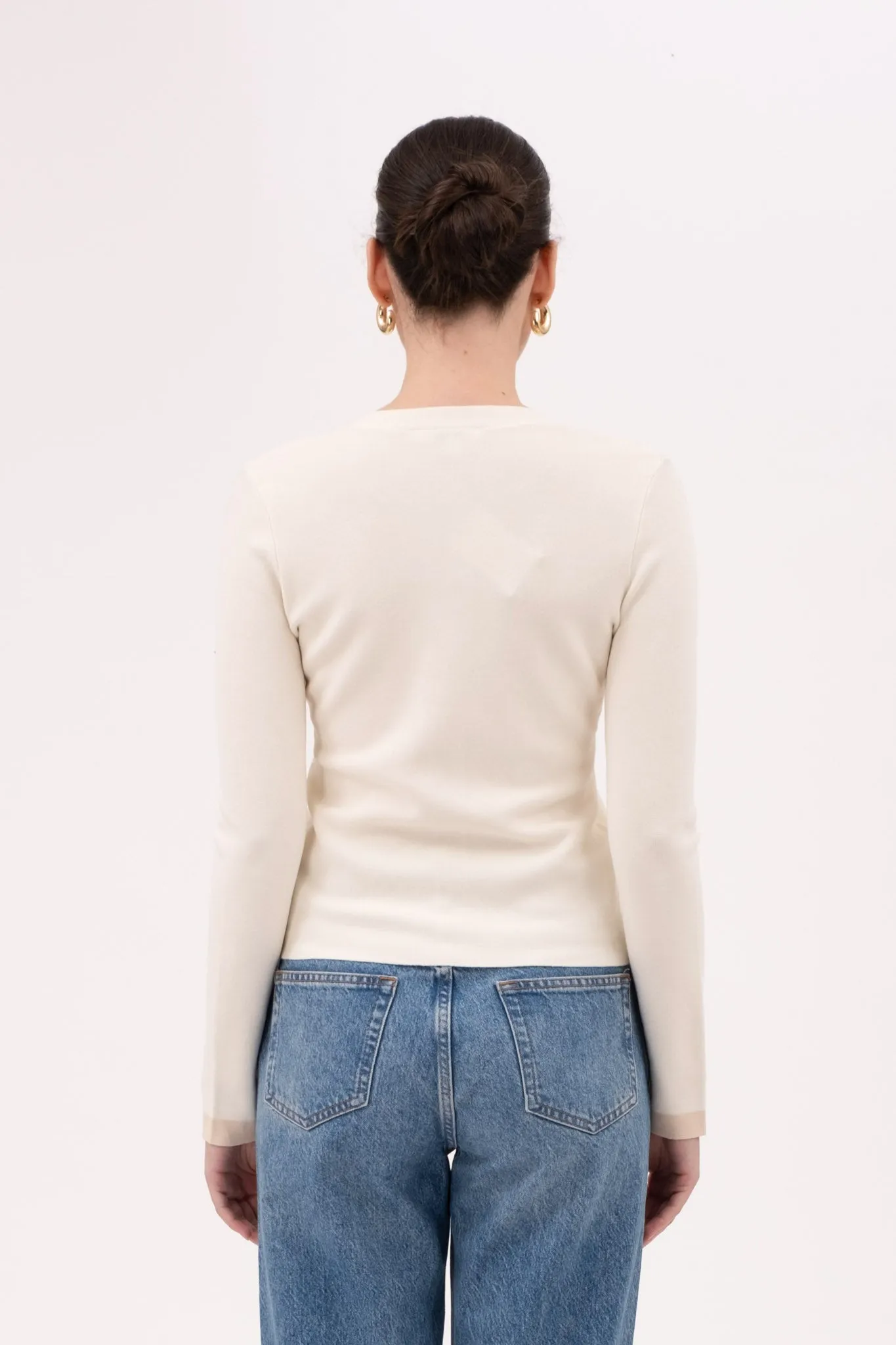 V NECK PEARL BUTTON DOWN KNIT CARDIGAN sold by Blu Pepper product image thumbnail 2