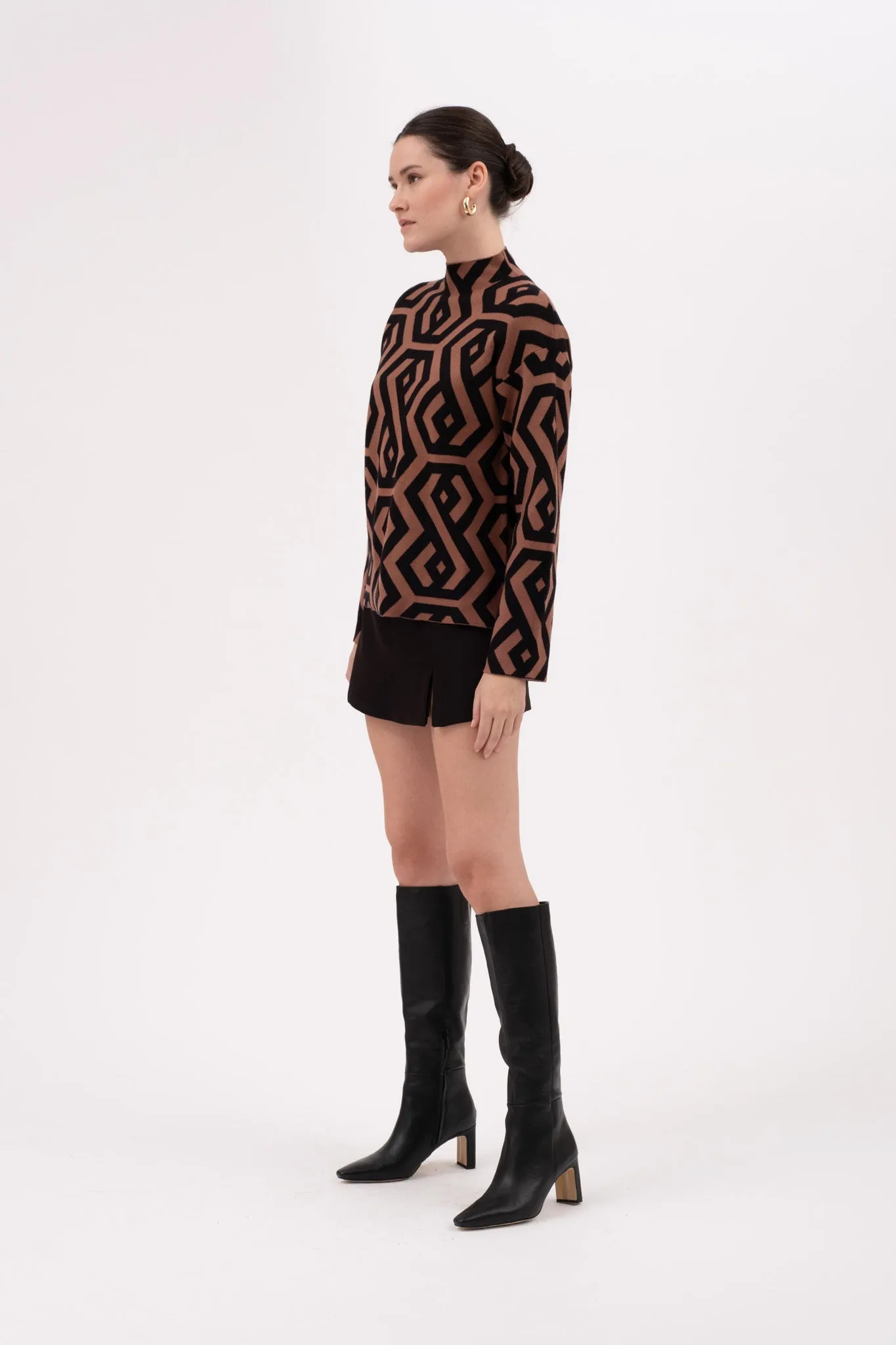 GEO PATTERN TURTLENECK KNIT PULLOVER SWEATER sold by Blu Pepper product image thumbnail 3