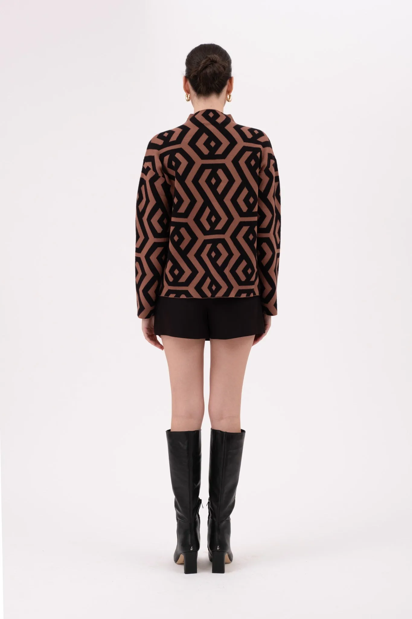 GEO PATTERN TURTLENECK KNIT PULLOVER SWEATER sold by Blu Pepper product image thumbnail 2