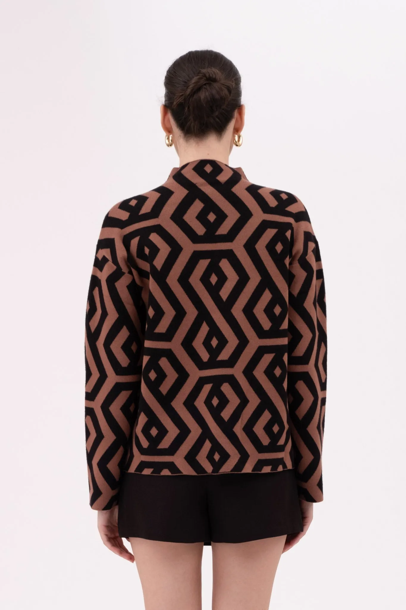 GEO PATTERN TURTLENECK KNIT PULLOVER SWEATER sold by Blu Pepper product image thumbnail 5