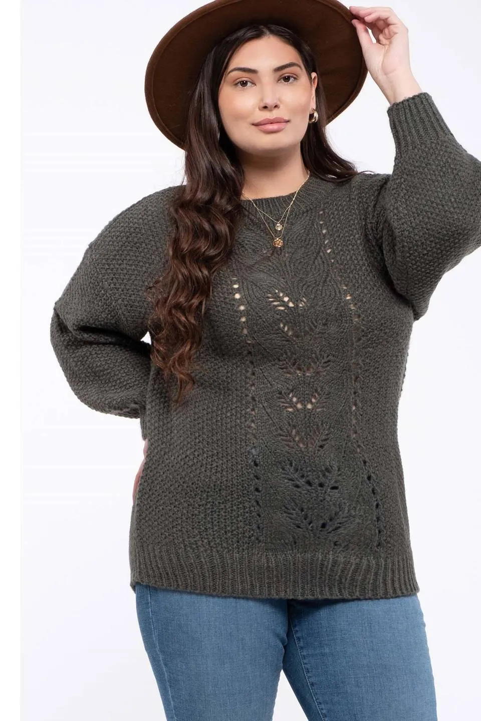 PLUS CABLE KNIT SWEATER sold by Blu Pepper