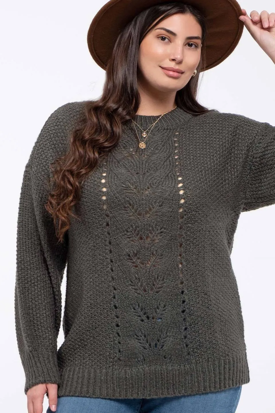 PLUS CABLE KNIT SWEATER sold by Blu Pepper product image thumbnail 5