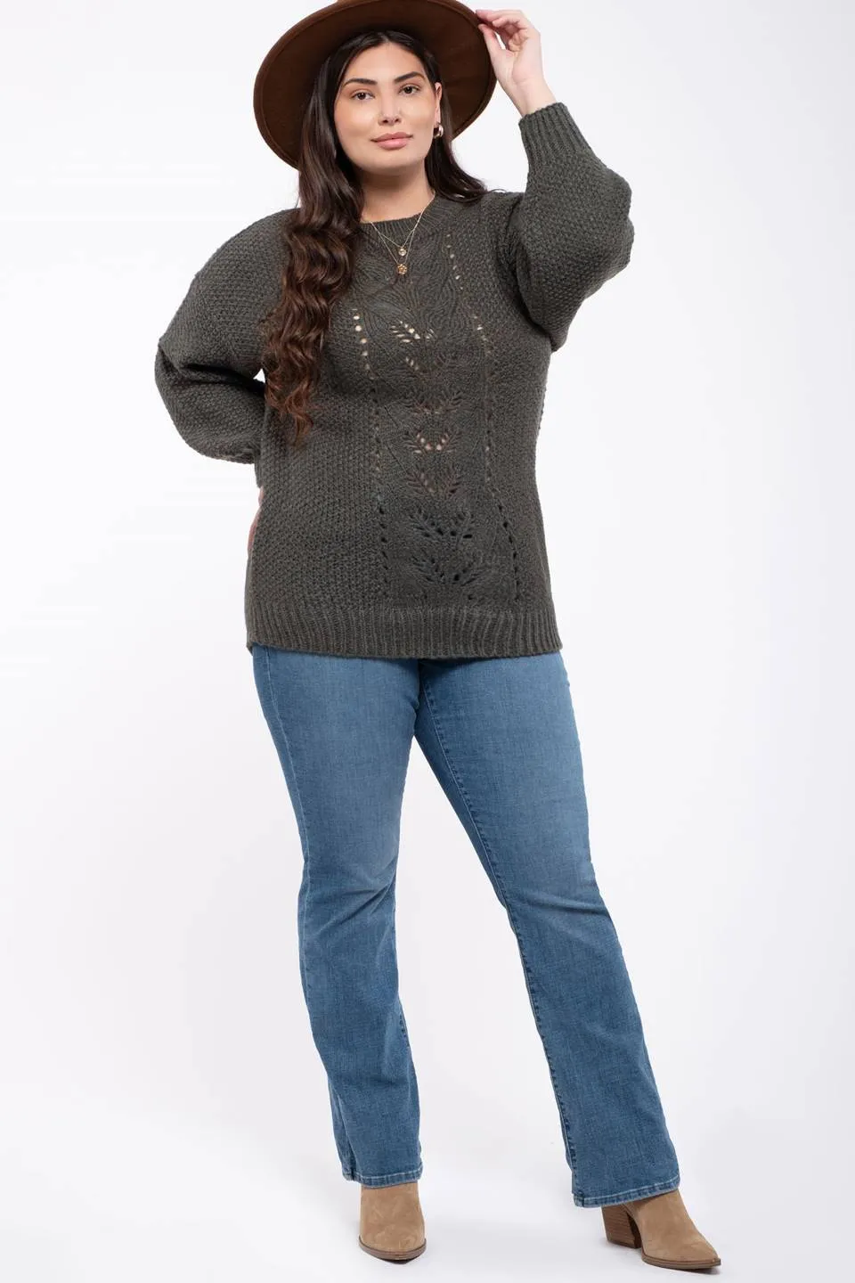 PLUS CABLE KNIT SWEATER sold by Blu Pepper product image thumbnail 4