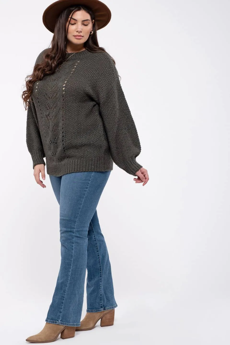PLUS CABLE KNIT SWEATER sold by Blu Pepper product image thumbnail 3