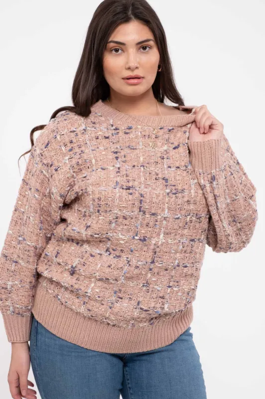 PLUS MULTI-COLORED CHECK PULLOVER sold by Blu Pepper